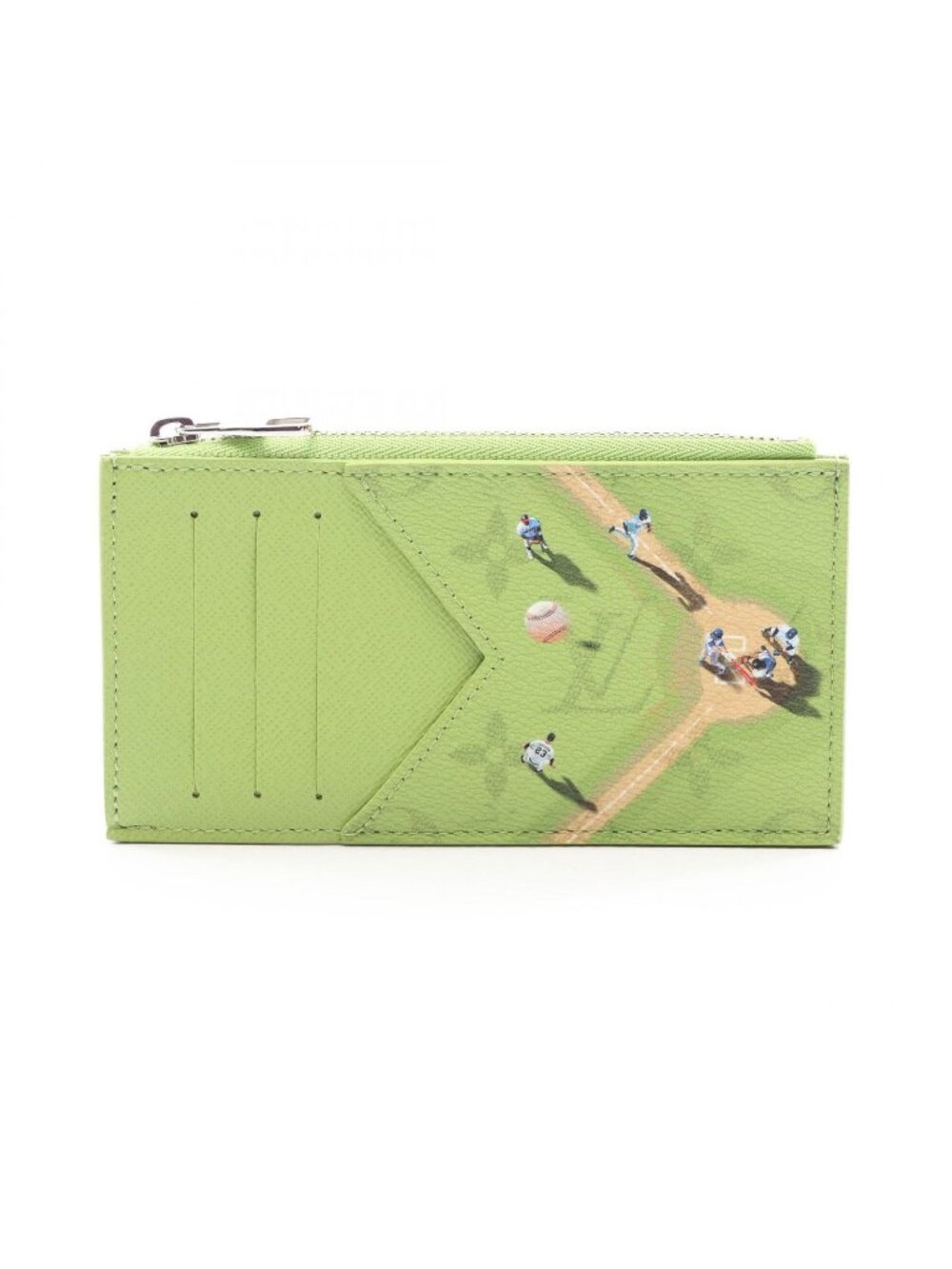 Louis Vuitton Coin Card Holder Case Baseball Green Leather